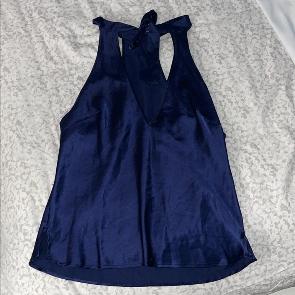Navy blue silk blouse